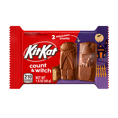 KIT KAT® Count & Witch: The return of the classic wafer and chocolate combination, this year offered in new instant consumable (IC) pack types, reimagined in two breakaway spooky shapes. The treat is also available in regular and king size bars, as well as a 6-pack built for sharing – perfect for a brand that 38% of consumers consider a Halloween favorite. 