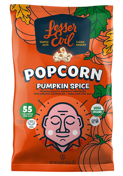 LesserEvil Pumpkin Spice Popcorn: A seasonal popcorn offering that brings warm cinnamon-and-spice fall flavor to everyday snacking. Ideal for consumers seeking a salty way to enjoy pumpkin spice throughout the Halloween season. 