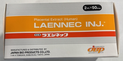 Laennec injection (placenta product, labelled in English and a foreign language)
