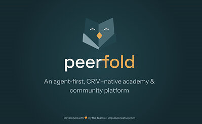 Peerfold Logo and description. An Agent-First, CRM Native learning Management System