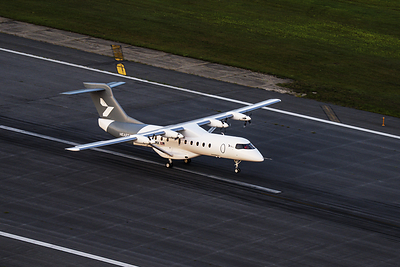 Heart Aerospace’s X1 demonstrator aircraft touches down at Plattsburgh International Airport in New York at the conclusion of its first flight. (Photo: Heart Aerospace)
