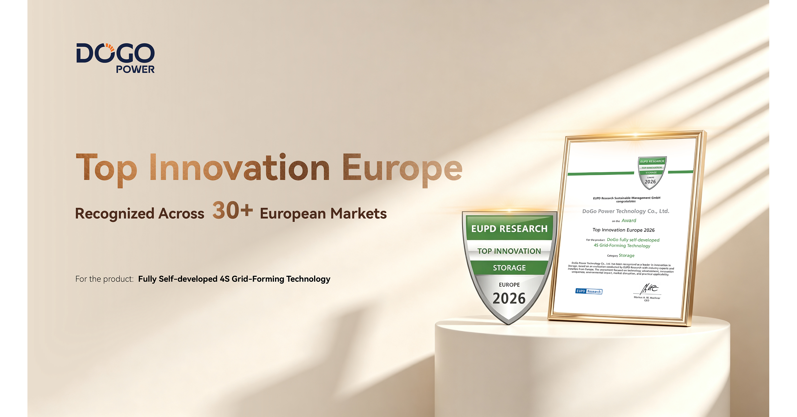 DoGo Power zdobywa Top Innovation Award 2026 w Europie przyznawaną przez EUPD Research