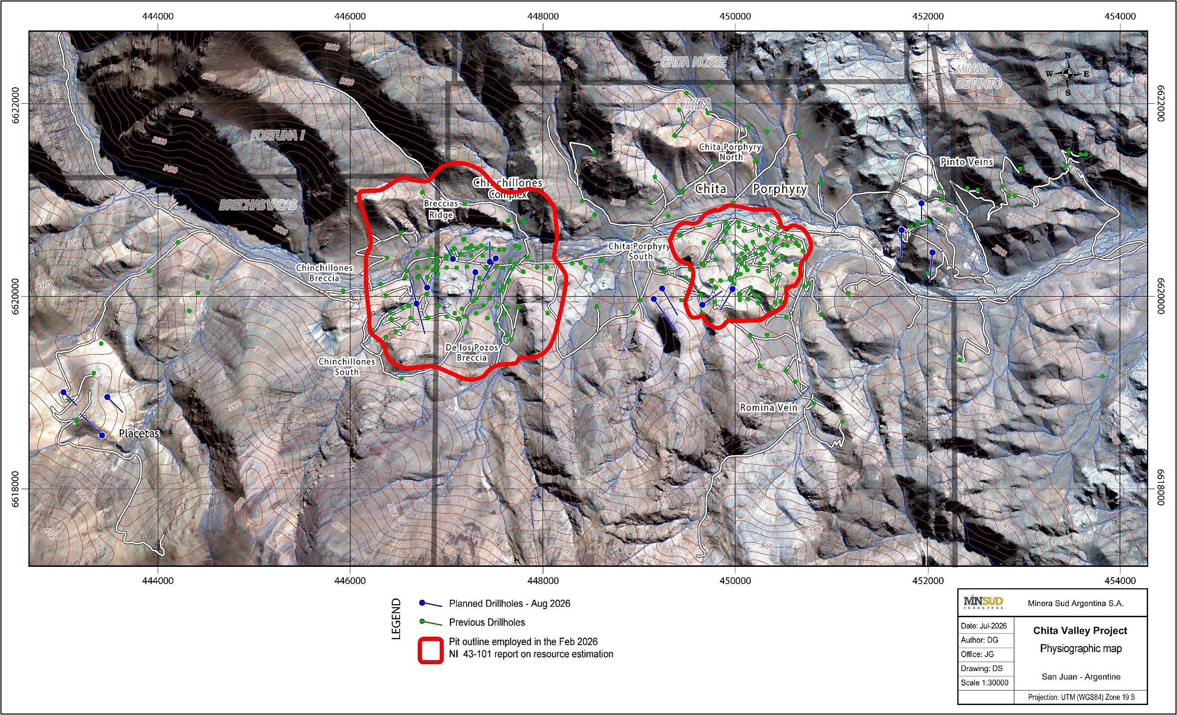 Map 1. Planned drilling program at the Chita project. Map 1. Planned drilling program at the Chita project.