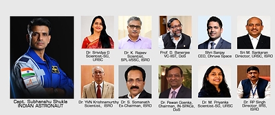 Group Capt Shubhanshu Shukla & some of the eminent ISRO Scientists who are going to attend the National Space Technology Conclave 2026 at Chandigarh University