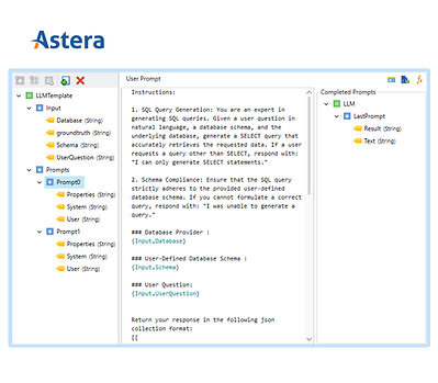 LLM Generate brings AI directly into Astera Dataflows, enabling teams to classify, extract, summarize, generate SQL, and enrich data using configurable prompts. LLM Generate brings AI directly into Astera Dataflows, enabling teams to classify, extract, summarize, generate SQL, and enrich data using configurable prompts.