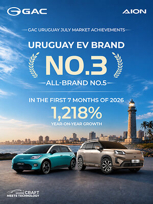 GAC se sitúa entre las 5 primeras marcas de coches de Uruguay seis meses después del lanzamiento del AION UT