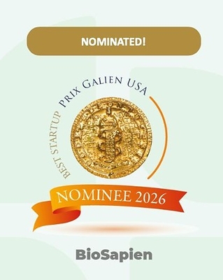 BioSapien, the pioneering biotech company, nominated as "Best Startup" in the prestigious Prix Galien USA Awards - 2026.