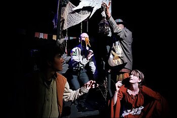 Performers in The Inverted Realm at the 2026 Edinburgh Festival Fringe.