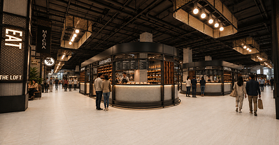 Artist's impression of Toppen Foodland, a new social dining hub at Toppen Shopping Centre featuring 32 dining concepts and scheduled to open in December 2026.