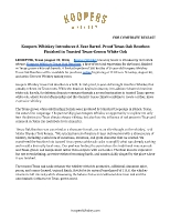 Press Release: Koopers Whiskey Introduces 8-Year Barrel-Proof Texas Oak Bourbon Finished in Toasted Texas-Grown White Oak