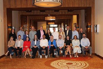 Participants in Horizon Family Brands’ inaugural Leadership Development Cohort Program (row one). Members of HFB executive leadership team and Talent Growth Partners professional coaches (row two).