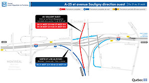 Réfection majeure du tunnel Louis-Hippolyte-La Fontaine - Fermetures de l'avenue Souligny en direction ouest à compter du 21 août