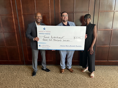 Pictured from left are James Horne Jr., president and CEO, Junior Achievement of New Jersey; Rick Lipman, development manager, Junior Achievement of New Jersey; and Doreene Bennett, senior workforce development program manager, New Jersey American Water.