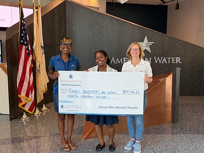 Pictured from left are Doreene Bennett, senior workforce development program manager, New Jersey American Water; Jameelah Newton-Jenkins, education and grants manager, King’s Daughters Day School; and Carrie Williams, president, American Water Charitable Foundation. 