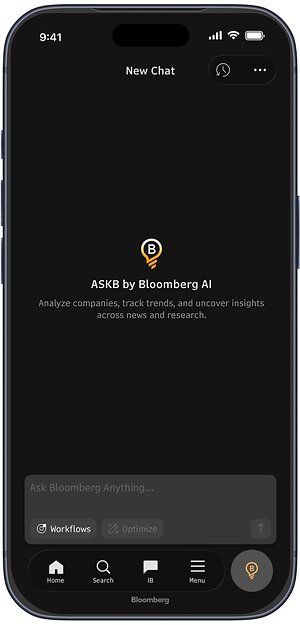 Bloomberg Extends ASKB on Mobile; Investment Ideas Don't Stop When Financial Professionals Leave the Desk