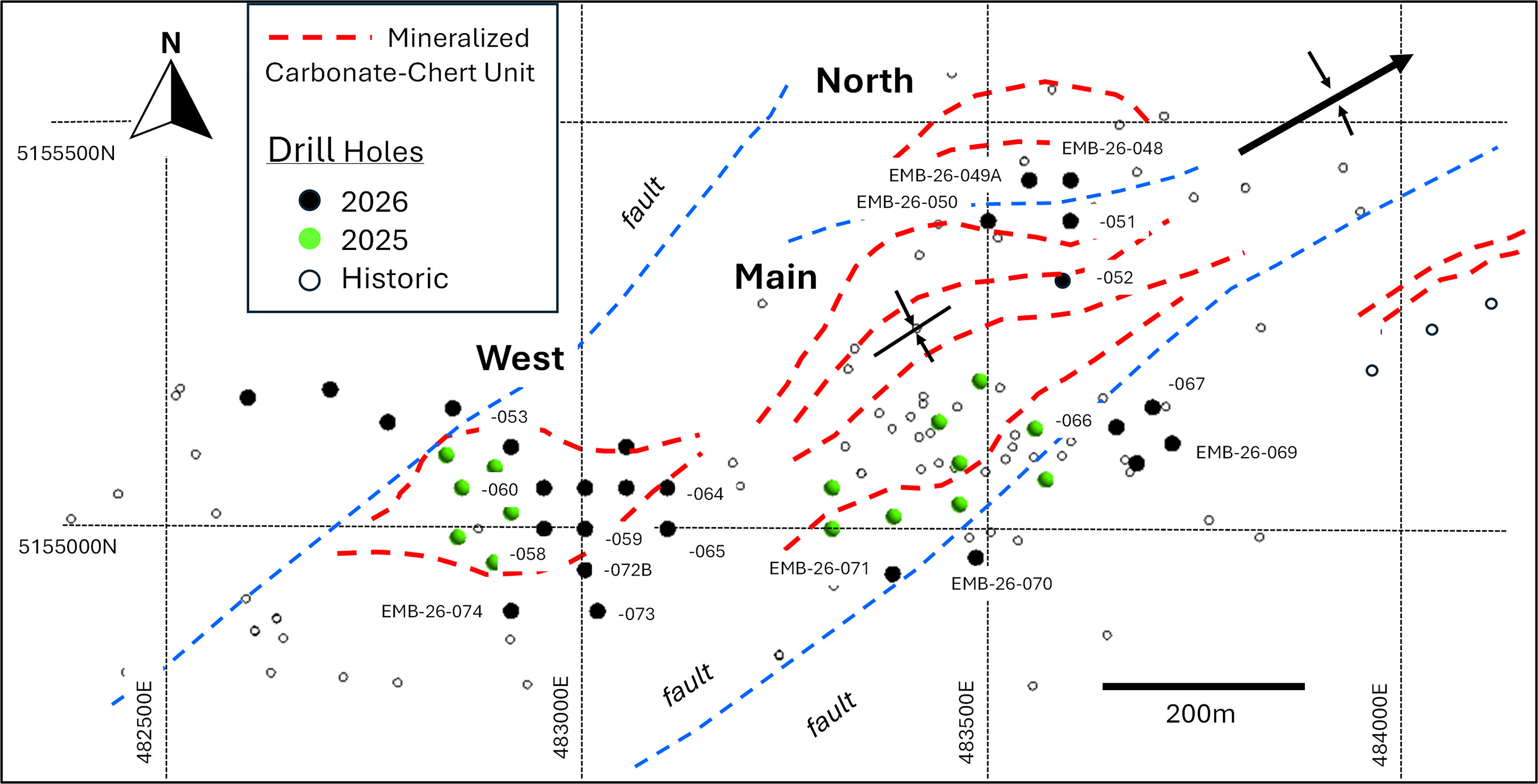 Figure 1: Location of the drill holes at Balfour reported here.