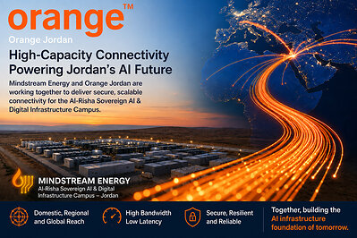 Reliable connectivity is essential for AI infrastructure, and Orange Jordan will play a key role in supporting communications at Mindstream Energy's Al-Risha campus. By combining local telecommunications capabilities with extensive regional and global network access, Orange Jordan will help enable the high-bandwidth, resilient digital environment required for next-generation computing workloads.