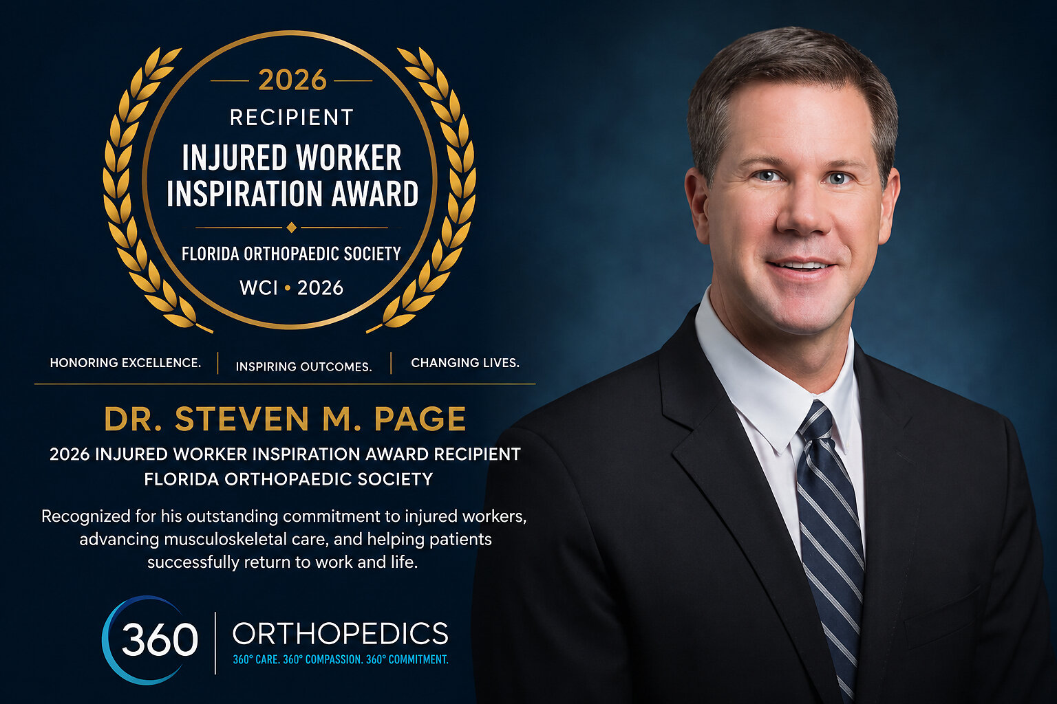 Florida Orthopaedic Society Injured Worker Inspiration Award Recognizes Dr. Steven M. Page and the 360 Workers' Compensation Team