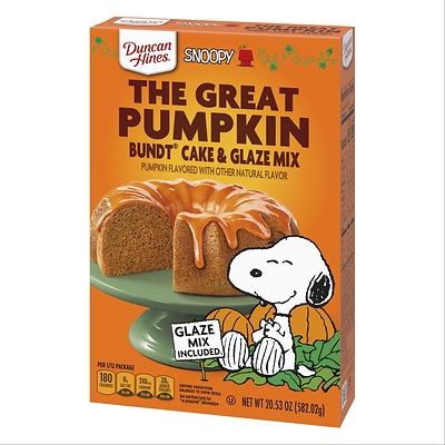 Duncan Hines® is partnering with Peanuts to introduce a new collection of baking mixes inspired by beloved Peanuts characters including Snoopy, Charlie Brown and Peppermint Patty. The pairing of this iconic cast of characters and a brand synonymous with simple indulgence and comfort is sure to bring joy to kitchens everywhere. The collection includes The Great Pumpkin Bundt Cake & Glaze Mix, a pumpkin-flavored Bundt cake with an orange-colored glaze.