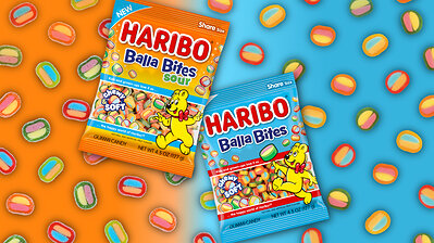 HARIBO introduces Balla Bites and Balla Bites Sour, new bite-sized gummies that combine a chewy outer layer, soft center and three fruity flavors in every poppable bite.