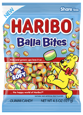New HARIBO Balla Bites deliver a playful multisensory experience with two distinct textures and three fruity flavors in every small, poppable piece.