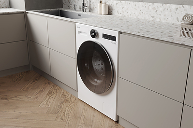 LG Fit & Max washing machines feature slide-in installation and flat, minimal designs to create a streamlined, space-efficient laundry environment, while AI Wash™ and AI Dry™ detect load characteristics and automatically adjust cycle settings.