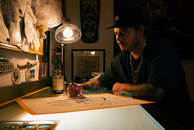 Los Angeles-Based Tattoo Artist Austin England Reinterprets the Brand’s Iconic Eagle Emblem