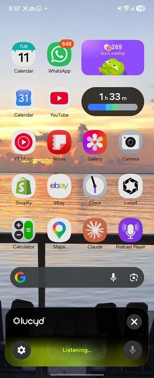 The new floating Lucyd widget on Android. The user simply taps the gear to select their desired LLM to converse with. Image courtesy of Innovative Eyewear, Inc.