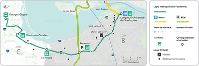 Plan du trajet de la ligne métropolitaine 901 Taschereau Plan du trajet de la ligne métropolitaine 901 Taschereau