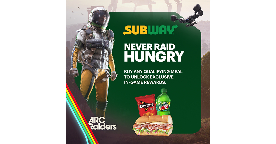 Subway® and Embark Studios Announce Exclusive Gaming Partnership for ARC Raiders Ahead of Frozen Trail Release