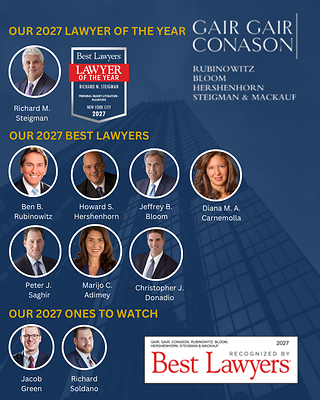 10 attorneys at Gair, Gair, Conason, Rubinowitz, Bloom, Hershenhorn, Steigman & Mackauf have been recognized by Best Lawyers 2027 10 attorneys at Gair, Gair, Conason, Rubinowitz, Bloom, Hershenhorn, Steigman & Mackauf have been recognized by Best Lawyers 2027
