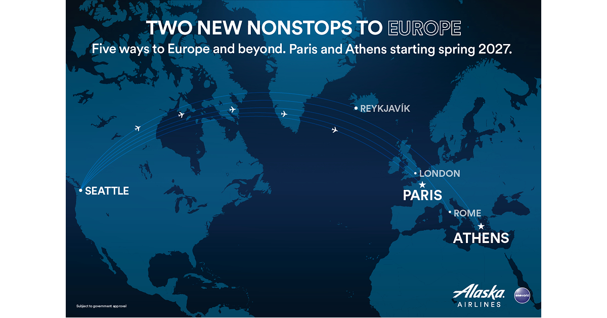 Alaska Airlines kündigt neue Direktflüge nach Athen und Paris an und verbindet Seattle damit mit weiteren Zielen weltweit