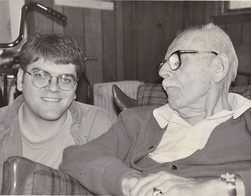 Josef Gregory Mahoney as a young man with his step-grandfather, L.O. Dudley.