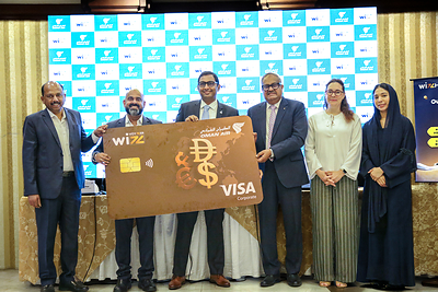 L to R: Mr. Prakash Bhaskar - National Business Head Forex, Wizzmoni India; Mr. CA Krishnan R - Director & CEO, Wizzmoni India; Mr. Surya Kuchibotla - VP Retailing Ancillary & Commerce, Oman Air; Mr. Sunil VA - RVP India & South Asia Cluster, Oman Air; Ms. Victoria Cuthbert - Manager Corporate Comms & Media, Oman Air; Ms. Fatma Al Mahruby - Officer Comm Development, Oman Air, launching Cobranded Oman Air-Wizz Voyager Multi Currency Travel Card