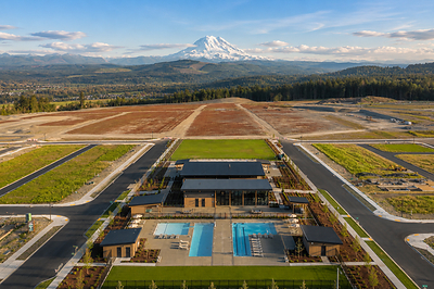 Uplands Clubhouse with View of Mt. Rainier | Uplands II by Century Communities | New Homes in Puyallup, WA