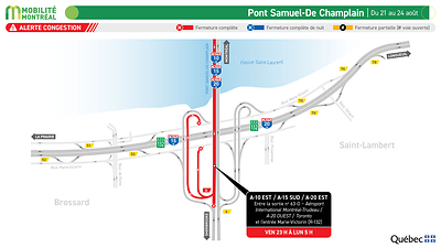 Pont Samuel-De Champlain, du 21 au 24 août Pont Samuel-De Champlain, du 21 au 24 août