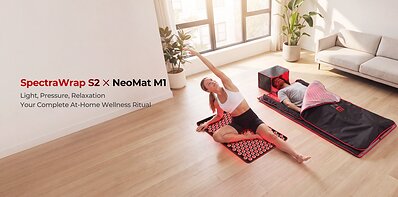 FliKEZE's new SpectraWrap S2 full-body light wrap and NeoMat M1 light-powered acupressure mat.
