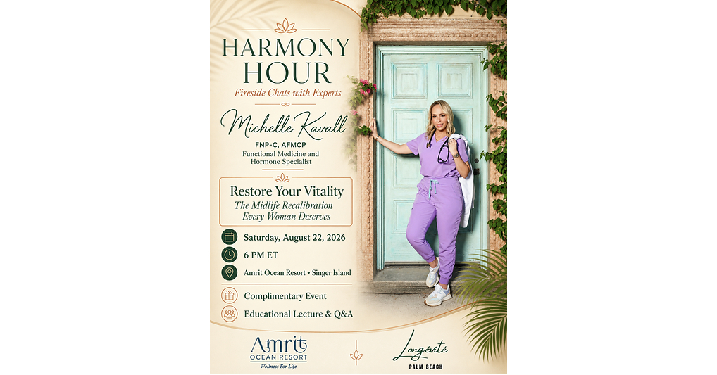 Longévité Palm Beach Founder Michelle Kavall to Speak at Amrit Ocean Resort on Perimenopause and Midlife Health