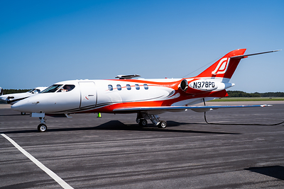 The record-setting SyberJet SJ30-2, registration N378PG, on the ramp before its transcontinental flight.