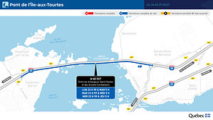 Fermetures de nuit de l'autoroute 40 et du pont de l'Île-aux-Tourtes à partir de dimanche soir