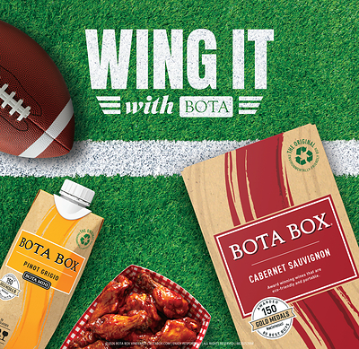 Bota Box is kicking off football season with the "Wing It with Bota" national recipe and wine pairing contest returning for a second year, giving home cooks a chance to showcase their game-changing chicken wing recipes for a chance to participate in a cook off at Guy Fieri's Flavortown Tailgate, clinch the title of Ultimate Tailgate MVP and win two tickets to the Big Game in Los Angeles.