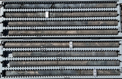 Figure 1: Sulphide-rich interval (205,58 a 213,14 m) in drill hole DDH26LU347.