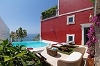 the view of the sea from a villa in the amalfi coast
