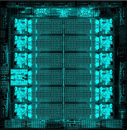 A CAD layout of IBM's dual-architecture processor chip, designed with Arm. This image opens in the lightbox