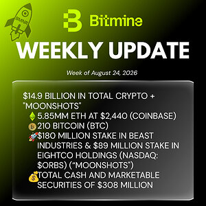 Bitmine Immersion Technologies (BMNR) Announces ETH Holdings Reach 5.85 Million Tokens, and Total Crypto and Total Cash Holdings of $14.9 Billion