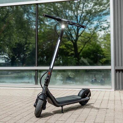 Apollo Dash electric scooter, on the sidewalk