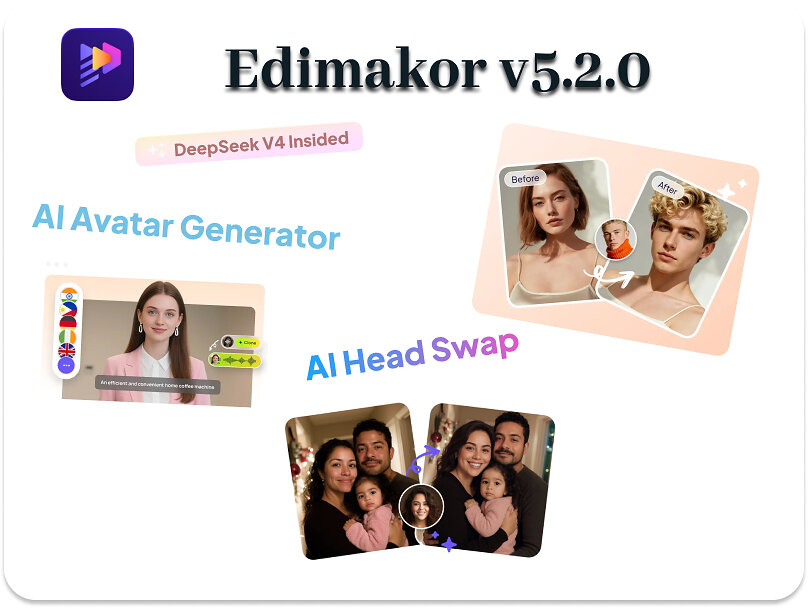 Edimakor V5.2.0 Integrates DeepSeek V4 for AI Story and Elevates AI Avatars with New Templates