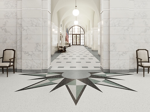 Designed to resemble terrazzo, the new Pearla™ collection Tarkett brings classic aesthetics to high-performance interiors. Pearla joins Tarkett’s Johnsonite® portfolio of resilient rubber flooring, which softens acoustics, improves comfort underfoot and offers easy, no-finish maintenance. Designed to resemble terrazzo, the new Pearla™ collection Tarkett brings classic aesthetics to high-performance interiors. Pearla joins Tarkett’s Johnsonite® portfolio of resilient rubber flooring, which softens acoustics, improves comfort underfoot and offers easy, no-finish maintenance.