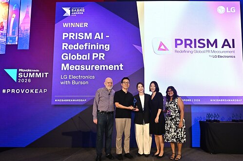 LG Electronics’ PRISM AI Wins Best AI Tool/Product at the 2026 IN2 SABRE Awards Asia-Pacific.