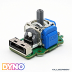 Dyno™ TMR Stick Module for DualSense Edge with JS13 PRO+ magnetic sensing hardware, shown exposed to highlight the internal stick mechanism and module electronics.